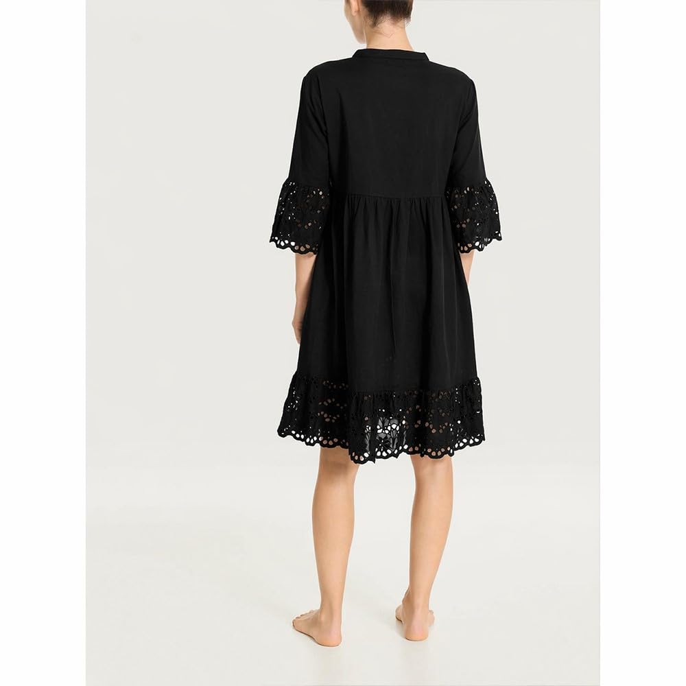 RAGNO Vestito con Dettagli in Sangallo e Mussola di Cotone ds91dg