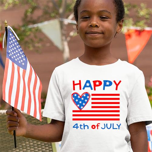 Image of Toddler Boys 4th of July Shirts Kids American Flag T-Shirt Girls Patriotic Short Sleeve Tees Cotton Top Clothes 1-7T