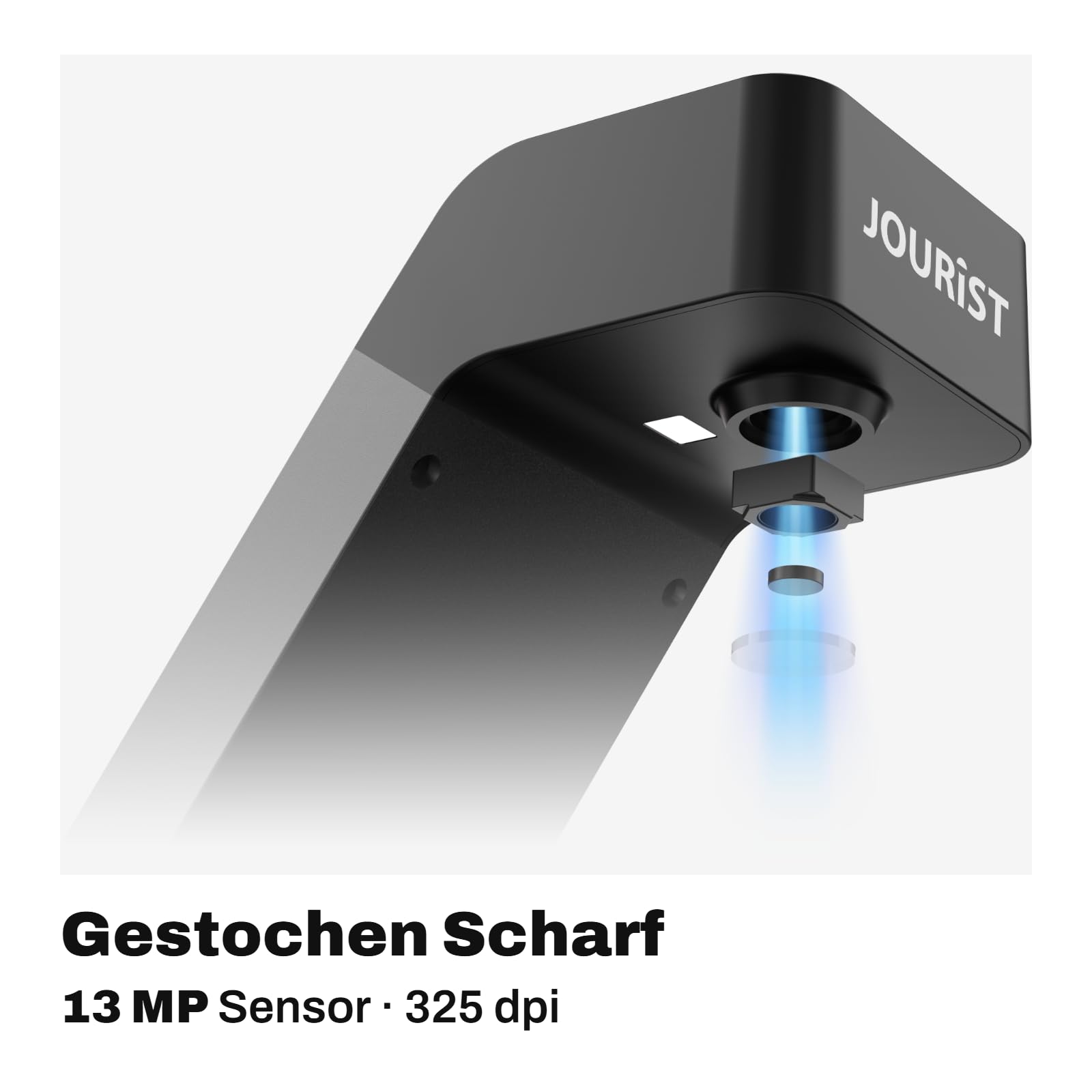 JOURIST ScanFellow DS130 Dokumentenscanner mobil & faltbar – Aufsicht-Scanner für Dokumente bis A4 | 13 MP, OCR, durchsuchbare PDF | 100% offline (DSGVO) | Windows, Mac, Chromebook, Linux