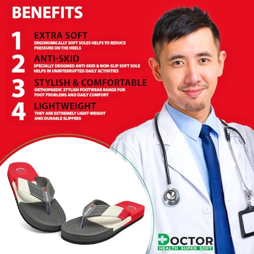 Image of DOCTOR HEALTH SUPER SOFT Men's & Boys Anti-Skid Flip Flops with Acupressure Massage Footbed | Lightweight | Soft | Doctor-Recommended Slipper for Pain Relief | All Day Wear Acupressure Doctor Slipper