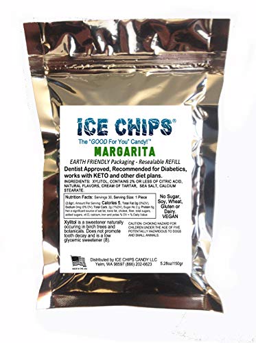 ICE CHIPS Xylitol Candy 5.28 Oz; Low Carb, Gluten Free (Margarita)