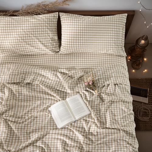 Image of LBRO2M 100% French Pure Linen Sheet Set 4Pcs, 16 inch Deep Pocket Cal King