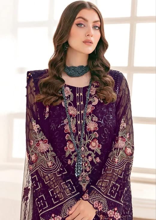 Party Wear Ready To Wear Indian Pakistani Embroidered Georgette Suit with Net Border for Women3