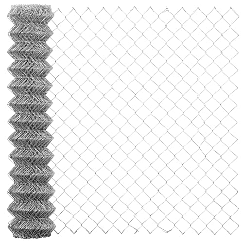 CAPHAUS Galvanized Steel 11.5 Gauge Chain Link Fencing Wire Roll, Galvanized Fence Fabric, Diamond Mesh Size 2-3/8 Inch (48 inch x 50ft.)