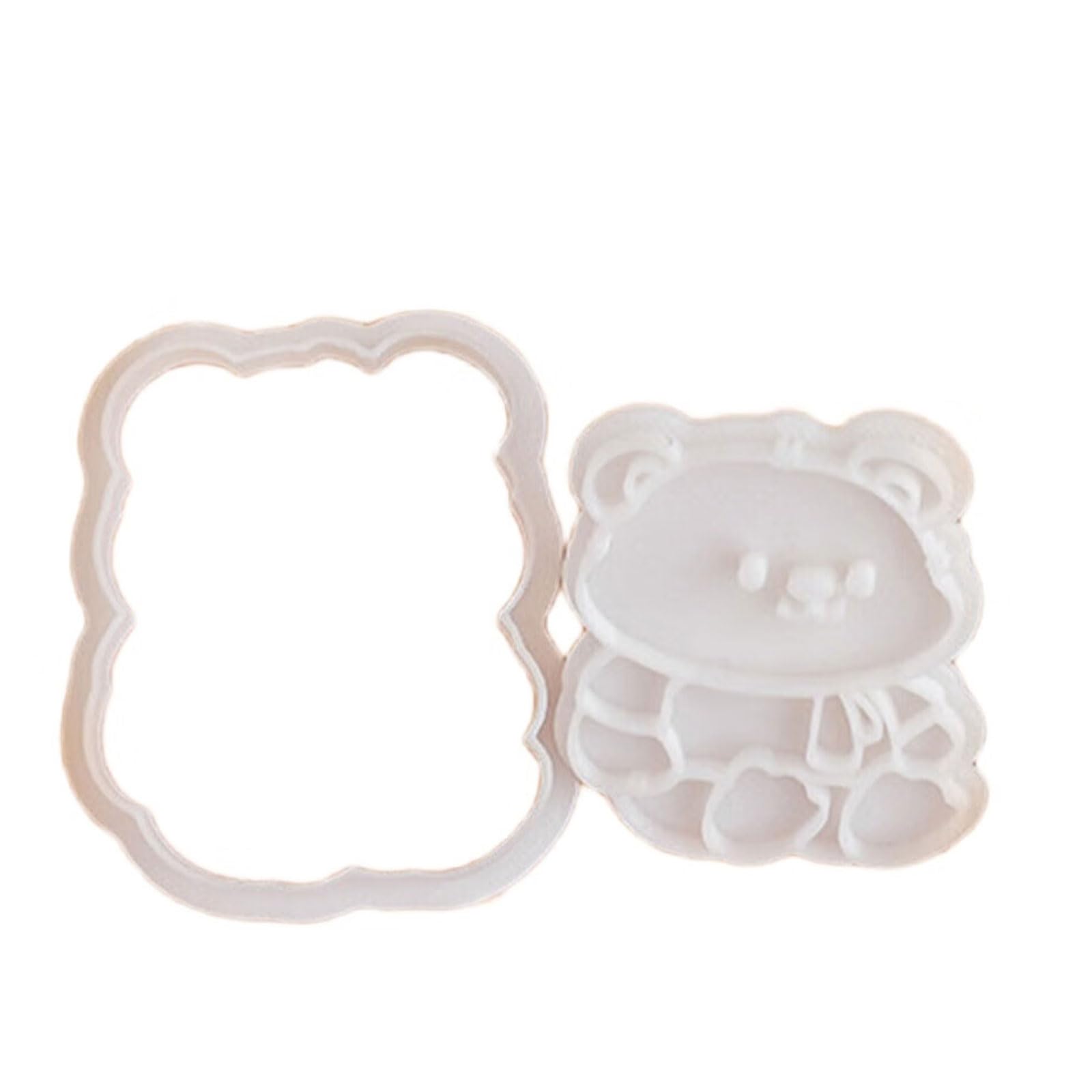 Tsophreniq Lovely Cartoon Bear Cookie Stamp Set Lovely Bear Shape Cookie Food Safe Silicone Molds for Baking Enthusiasts Bakewares