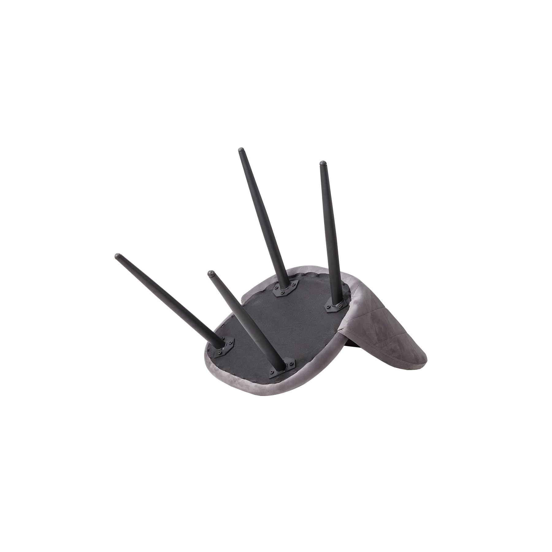 BenyLed Set di 6 Sedie da Pranzo, Sedie da Cucina con Rivestimento in Velluto Sedie da Soggiorno Moderne, con Gambe in Metallo Nero (Grigio)