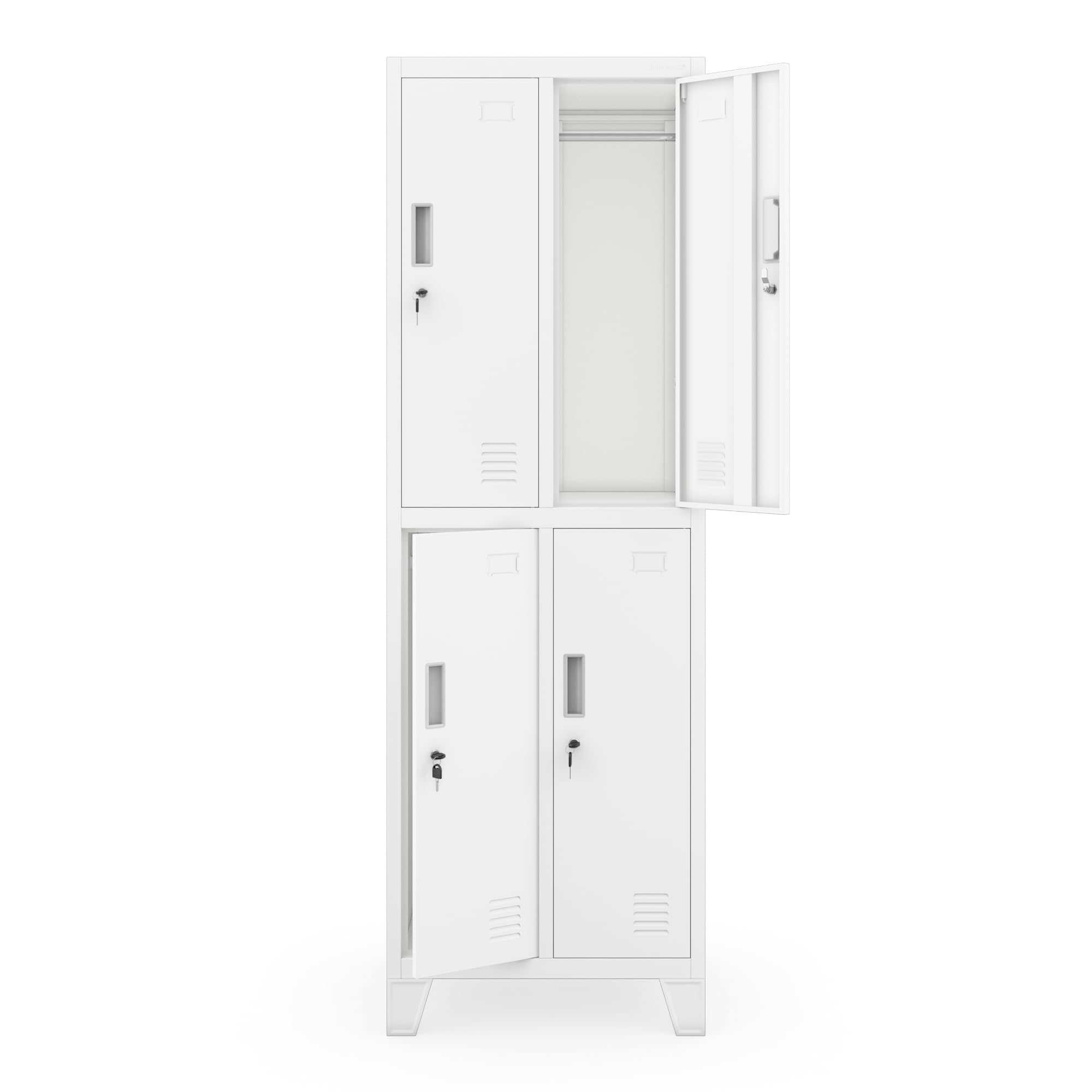 Jan Nowak taquilla metálica para Vestuario colectivo Armario de Acero con 4 Compartimentos Independientes Barra para Ropa ventilación portanombre y cerraduras Individuales 172 x 56 x 45 cm | Taquilla para 4 usuarios, barras para ropa, ventilación, soporte