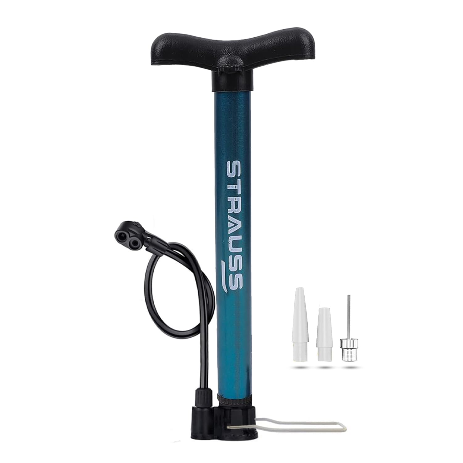 Strauss Bicycle Air Pump with Needle & Dual Valve | Portable Pump with 2 Modes, Ideal for Inflating Bicycle, Swimming Rings | Sturdy Base & Ergonomic Handle (Navy Blue) (B0C53VQFDS) Amazon Price History, Amazon Price Tracker