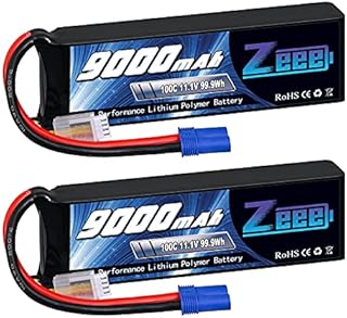 Zeee 3S 9000mAh Lipo Battery 11.1V 100C EC5 Connector with Metal Plates Soft Case RC Battery for RC Car Truck Tank Racing Hobby Models (2 Pack)