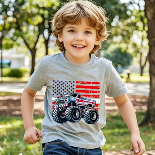 Image of Boys Girls 4th of July Shirts American Flag Tees Kids Patriotic Independence Day Memorial Day Tops 2-7 Years