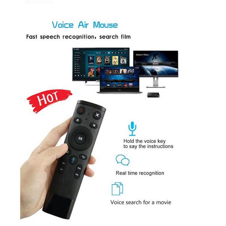 Image of AUSHA Voice Air Mouse Remote Controller with 2.4 Ghz Wireless Connection, Intelligent Learning (IR) Air Fly Smart Remote for PC, Smart TV, Android TV Box