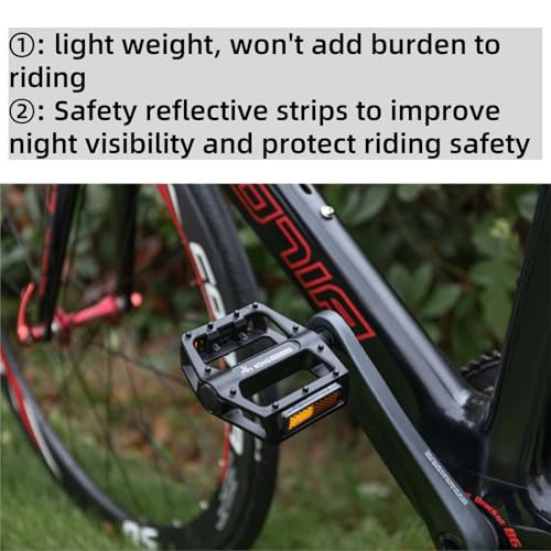 Trkimal Pedały rowerowe, antypoślizgowe aluminiowe pedały rowerowe z reflektorami, platforma łożyskowa 9/16 cala do BMX, MTB, rowerów wyścigowych