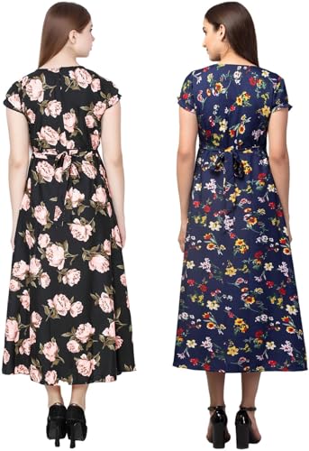 Image of My Swag Women's Casual A-Line Ankle Length Combo Maxi Dress | Stylish Full Length Dresses for Daily