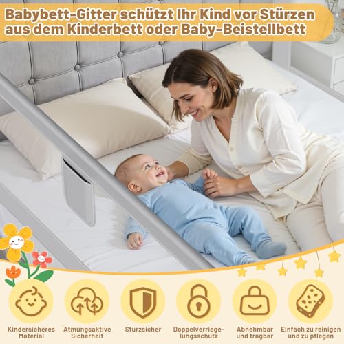 Barrera de protección para cama infantil con red de seguridad ventilada para niños 3