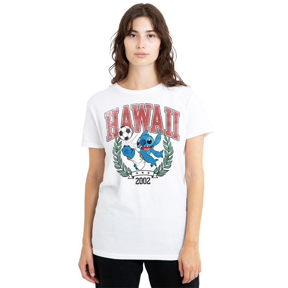 Disney Lilo and Stitch Stitch Ball Ladies T Shirt, White, XX-Large