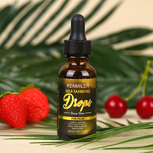 Kenmiler Face Self Tanner Tanning Drops, Natural Sunless Fake Tan, Buildable Gradual Bronzing Self-Tan Serum Facial Tanners For Quick Drying Streak-Free Healthy Sun-Kissed Glow(Deep Glow) #TOP7