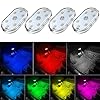4 luces LED inalámbricas para el interior del automóvil, luces interiores de 7 colores con 6 cuentas de lámpara LED brillantes, luz nocturna LED portátil recargable por USB para decoración de