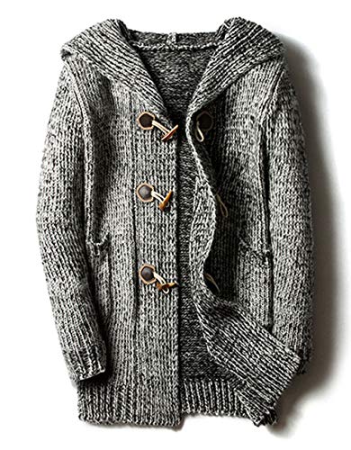 GGUHHU Mans Classic Slim Fit Toggle Button Hooded Sweater Knitwear Overcoat Long Cardigan2