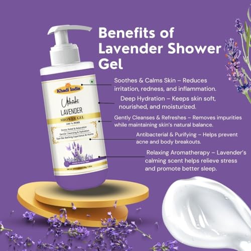 Image of Khadi Utkrisht Lavender Body Wash with Natural Lavender Extract | Deep Cleansing & Long Lasting Freshness | Moisturizing Shower Gel for Soft, Smooth & Nourished Skin | Suitable for Men & Women - 300ML