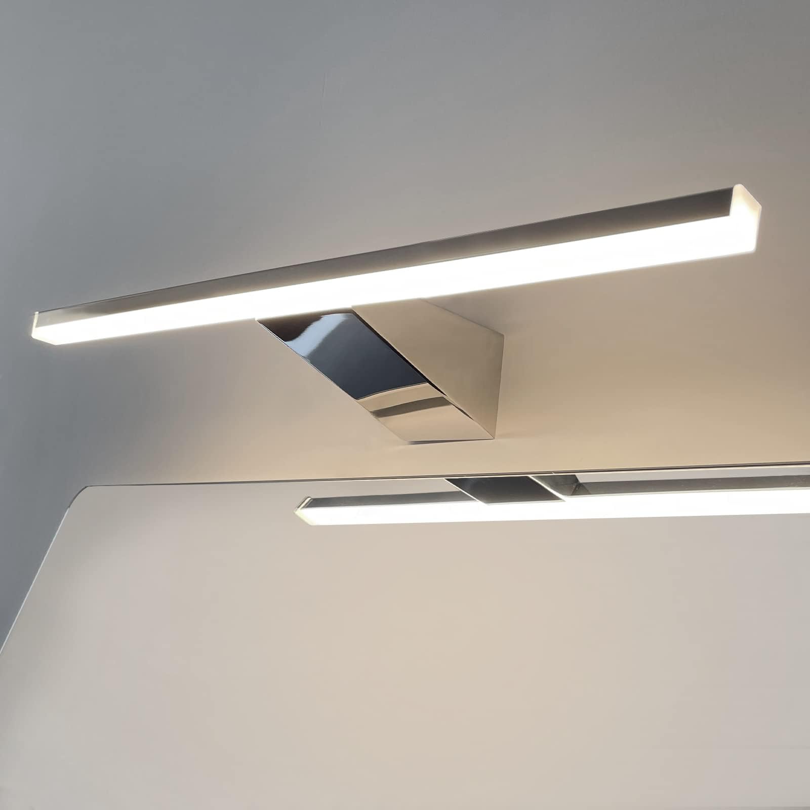 DILUMEN Aplique Espejo Baño,Acero Inoxidable,40 cm,Lámpara de Espejo Baño 10 W 800 lm,Blanco Neutro 4000 K,Luz de Espejo de Baño de 40cm,IP44 Impermeable(sin interruptor)