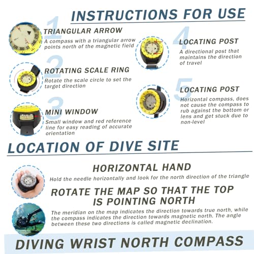 Brújula de pulsera impermeable con visión nocturna para buceo miniatura 3