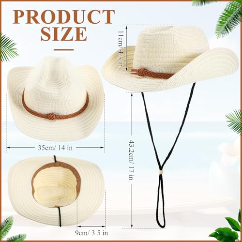 Image of JaGely 12 Pcs Straw Cowboy Hats for Women Men, Wide Brim Summer Hat Bulk Sun Protection for Western Themed Party