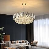 WGLICXA 23.6' Modern Crystal Chandelier Gold 3-Tier Luxury Pendant Light Gold Plated Ceiling Pendant Lighting for Dinning Room Living Room Foyer