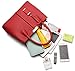 Covelin Women's Top-handle Cross Body Handbag Middle Size Purse Durable Leather Tote Bag Wine red