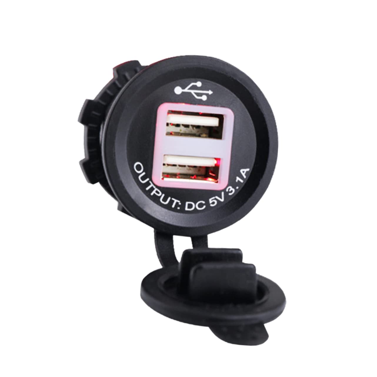 PartyKindom 3pezzi Caricatore Usb Doppio Per Auto e Presa Carica Cellulare Per Veicoli Adatto Per e Tablet Con Luce Rossa Nero