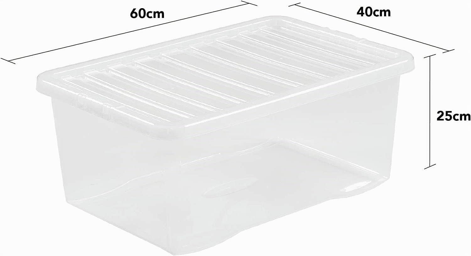 Wham 45-Liter-Speicher klare Kunststoff-Aufbewahrungsboxen mit Deckeln f�r Zuhause und B�ro, stapelbar und nestbar, Set aus 5 gro�en Aufbewahrungsboxen mit Deckeln, 60 x 40 x 25 cm