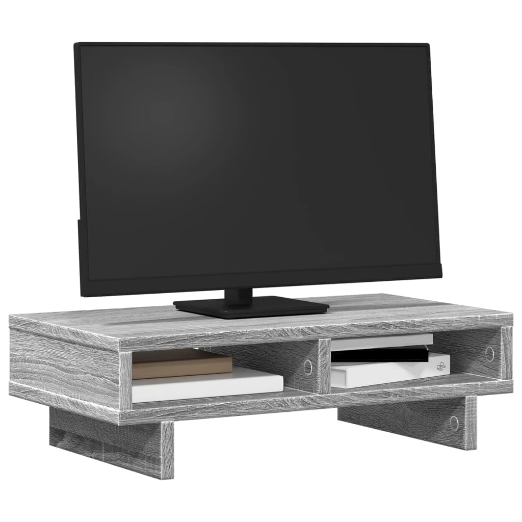 Supporto per monitor, in legno Sonoma, 50 x 27 x 15 cm, stabile, con 2 scomparti, salvaspazio, scrivania per computer e scrivania da ufficio, ergonomico, per home office e tavolo da gioco