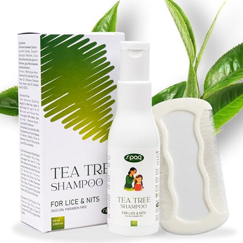 Image of Tea Tree 100% Natural Anti Lice & Nits Shampoo 100ml with Free Lice Removal Comb | Enriched with Tea Tree Oil & Neem Extract | Kills Lice & Eggs, Gentle for 8+Year Kids & Adults