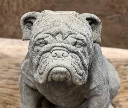Concrete Massive Bulldog Figurine Real Size Bulldog Statue Solid Rock Pet Memorial