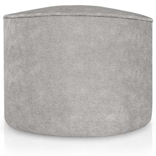 Aiire Reposapies Puff Salon Redondo - Puf Almacenaje de Terciopelo Rústico Moderno o Taburete para Reposa Pies Sofa - Cojin de Suelo XXL para Decoracion Hogar Gris