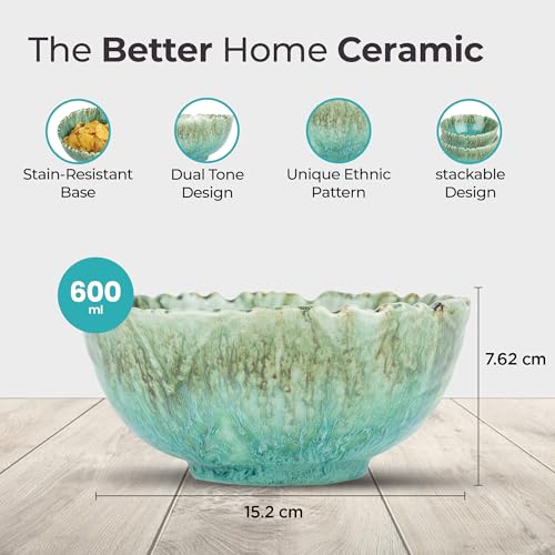 Image of The Better Home Terra Series Ceramic Bowl for Snack (1Pcs - 600ml) Diwali Gift | Ramen Soup Bowl Microwave Safe Chip Resistant | Dinnerware Snack Serving Bowl | Dinning Bowl