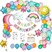 MMTX Decoraciones Fiesta Cumpleaños Pastel, Feliz Cumpleaños Tema del Cielo con Pancarta de Happy Birthday, Dom Luna Nubes Arco Iris Estrella Globo para Revelación de género Niñas niño Mujeres