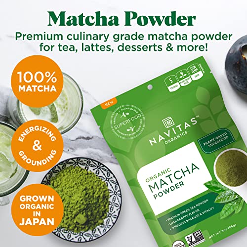 Navitas Organics Matcha Powder, 3 Oz. Bag, 85 Servings — Premium Culinary Grade, Organic, Non-Gmo, Gluten-Free #TOP1