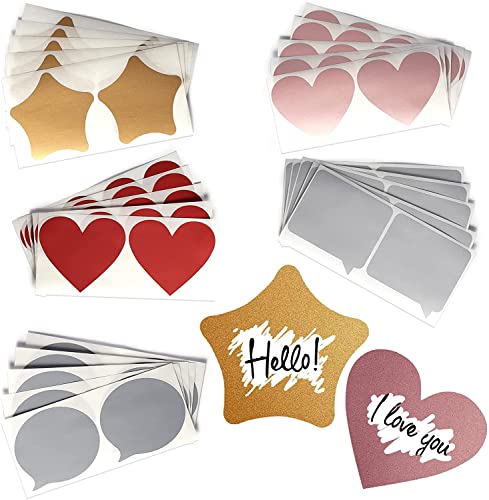 GET FRESH Scratch Off Karten - 50 Stück Glitter Etiketten Rubbelkarten Rubbelsticker für Hochzeit Überraschung - Rubbel Folie Aufkleber Label Card für Einklebebuch