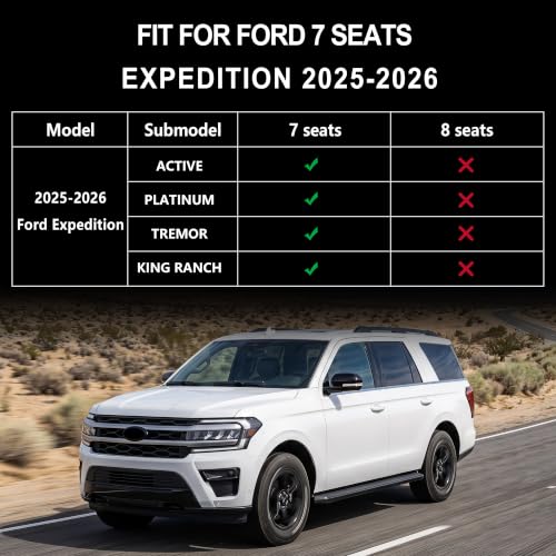 Image of KARPAL Floor Mats for 7 Seats 2025 2026 2027 Ford Expedition Standard, Custom Fit TPE All Weather Ford Expedition Accessories 1st& 2nd& 3rd& Cargo Liner Backrest Mat
