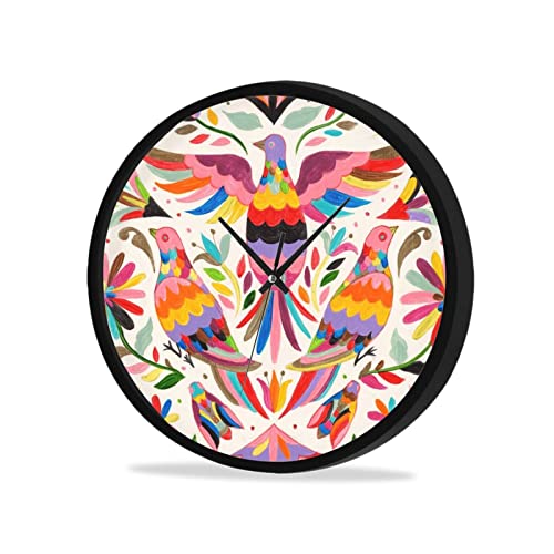 Reloj decorativo circular de paloma colorida, cuarzo de calidad, funciona con pilas, reloj de pared redondo, para el hogar, oficina, aula, escuela, silencioso, sin tictac, frontal de cristal ABS.