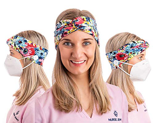 BJÖRN HALL Button Knotted Nurse Headbands for Women with Buttons | Ear Saver Headband with buttons | Headband with Butto