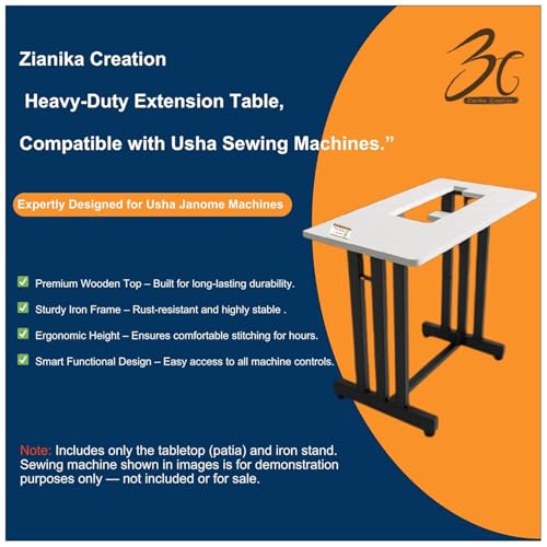 Image of Extension Table Top with Stand for Sewing Machines | Customized Table Top with Brand /Shop or Merchant Name (Compatible with Usha Janome Wonder Stitch)