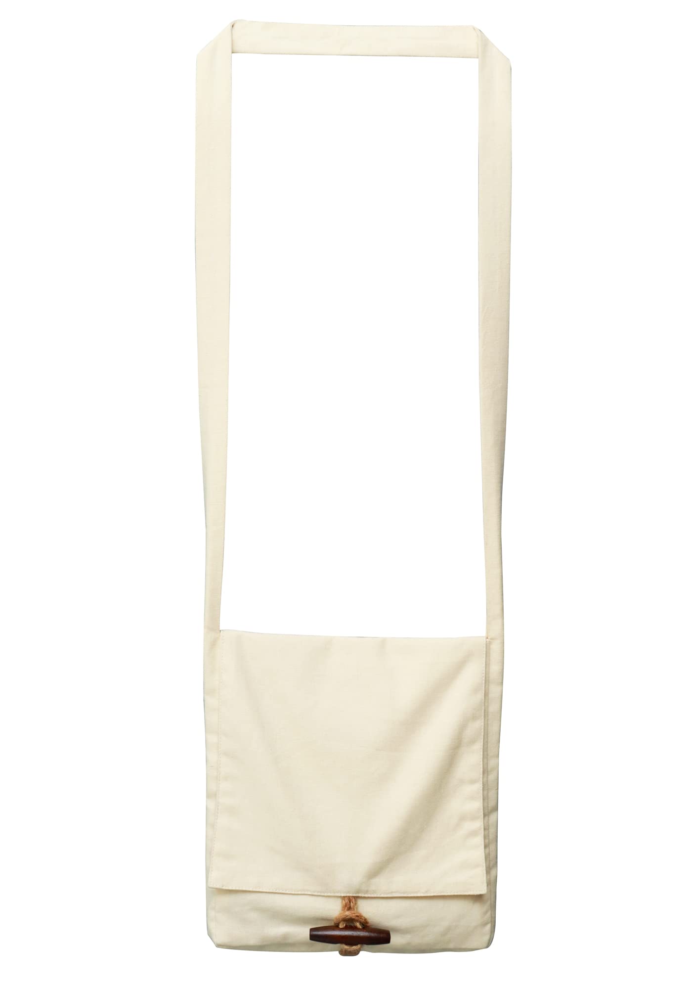 FURPHI Medieval Canvas Shoulder Bag Small Large Pilgrim Pouch Bag with Horn Button(Natural)