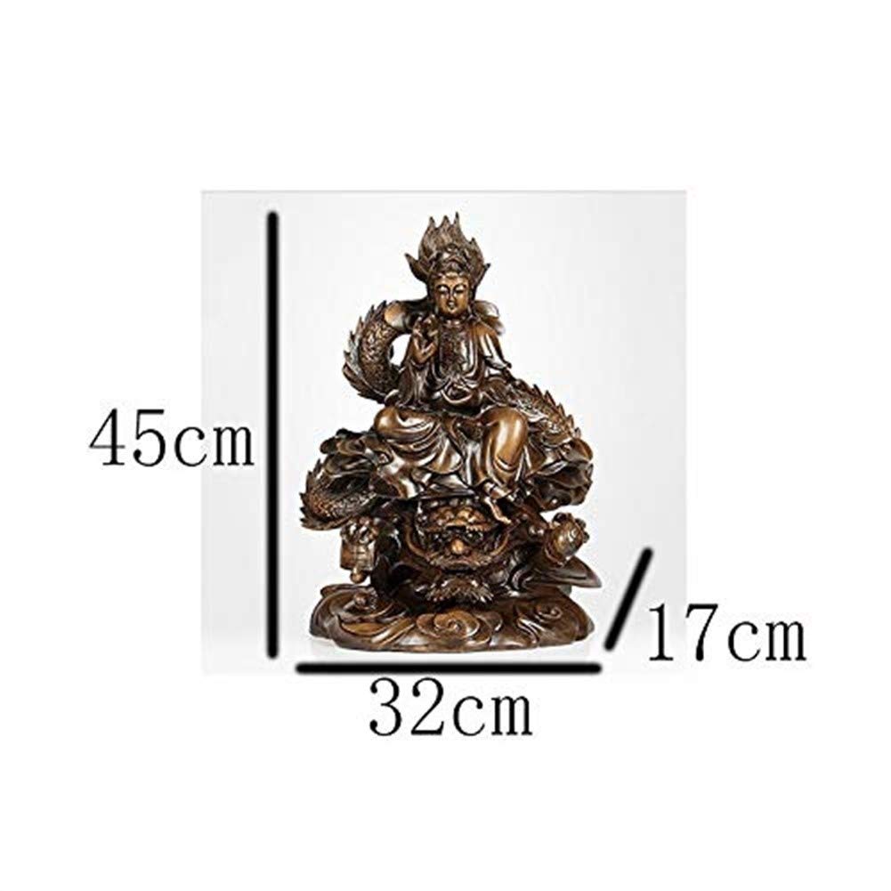El dragón Estatua de Guanyin Paz de Buda de meditación y la armonía de la decoración Estatua Religiosa Nanhai Bodhisattva Guanyin 32 × 17 × 45 cm (Color : A)