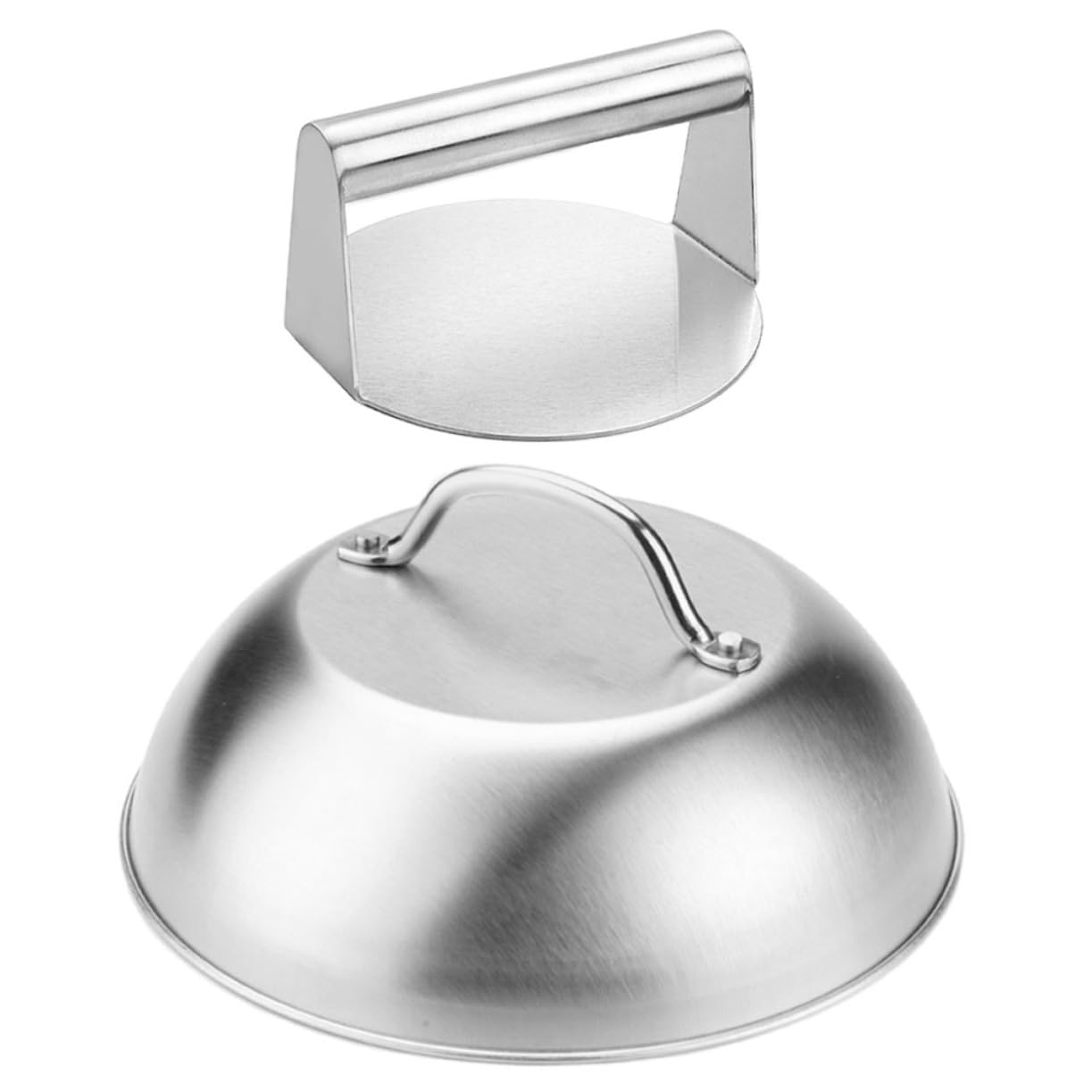 Unomor 1Set Stainless Steel Meat Presser with Cover Burger Patty Maker for Grilling Food Cover for Outdoor Cooking for Burgers Steaks and Bacon Press