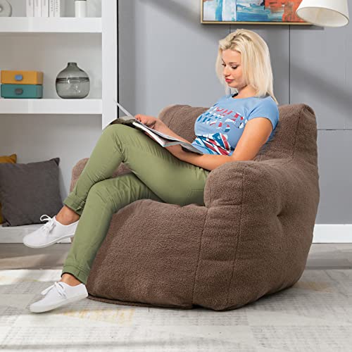 Homtique W527 Bean Bag Chairs, Soft Tufted Foam Bean Bag Chair With Teddy Fabric thumb #3