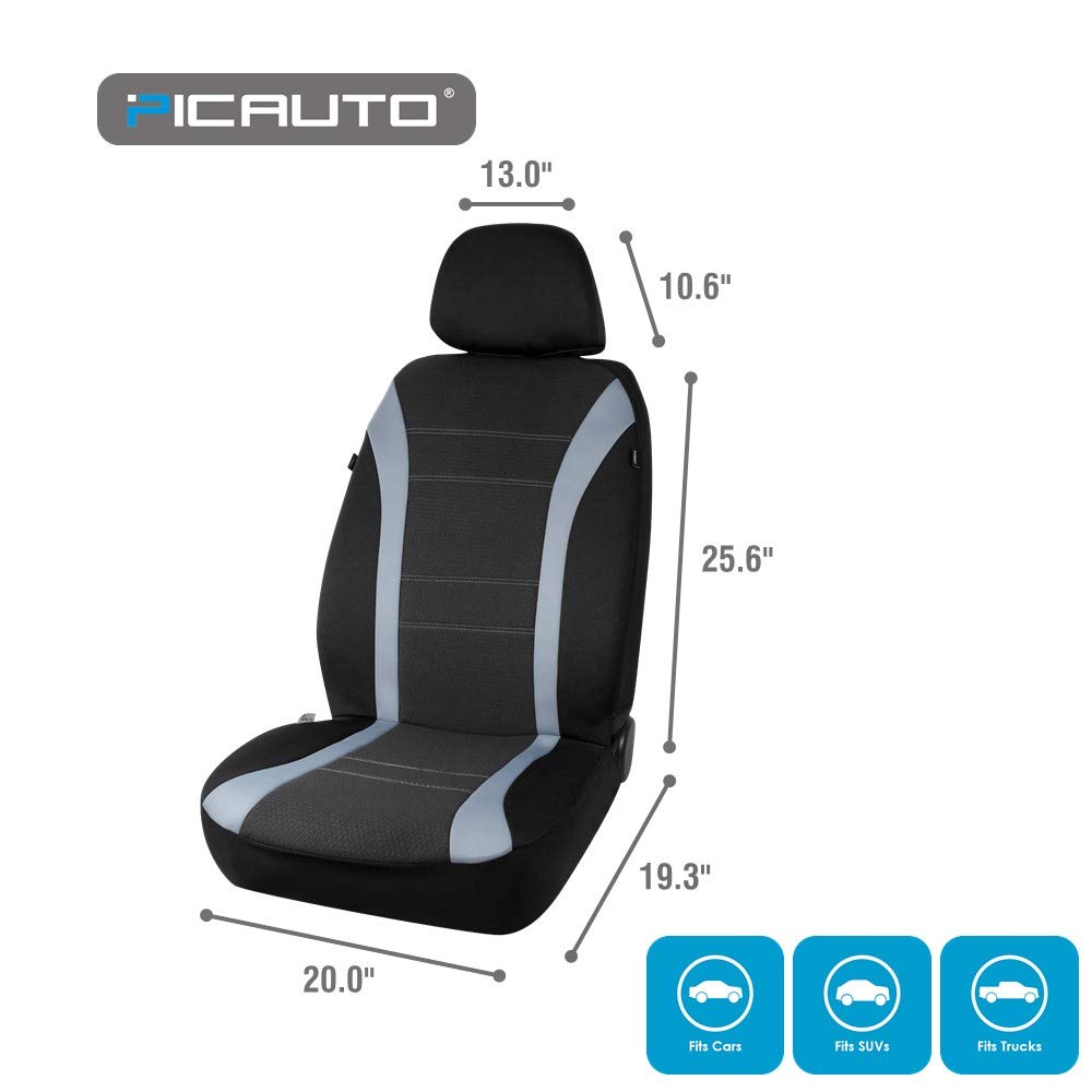 PIC AUTO Coprisedili universali impermeabili in neoprene per auto, schienale basso con airbag, compatibili per auto, SUV, furgoni, camion (4 pezzi, grigio