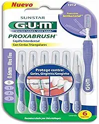 Gum Escova Interdental Extra Fina Triangular 0.6 mm c 6 Conjunto Lilás