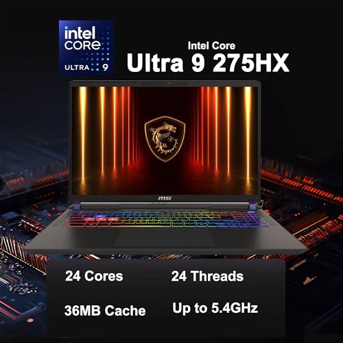Image of msi Vector 16 HX AI Gaming Laptop 16 inch QHD+ (2560x1600) 240Hz 100% DCI-P3 Intel 24-core Ultra 9 275HX (>i9-14900HX) 32GB RAM 1TB SSD GeForce RTX 5080 16GB (Up 1334 AI Tops) RGB Backlit Win11 ICP Hub