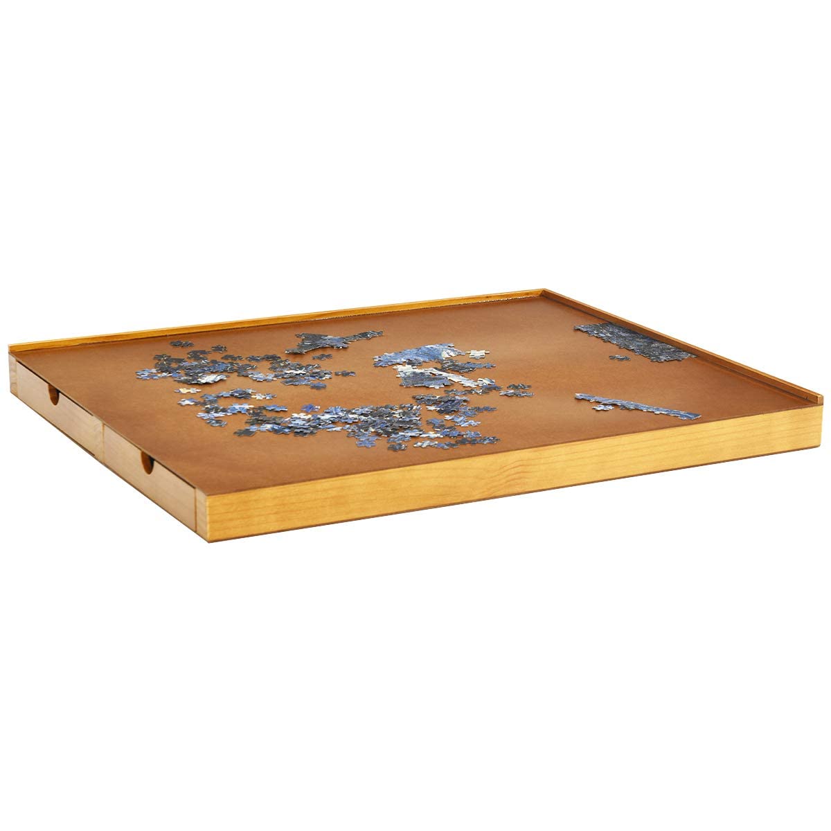 RELAX4LIFE Tavolo per Puzzle in Legno con 4 Cassetti, Porta Puzzle Leggero e Portabile con Maniglie scanalate, Bambini e Adulti, 65 x 80 x 6,55 cm
